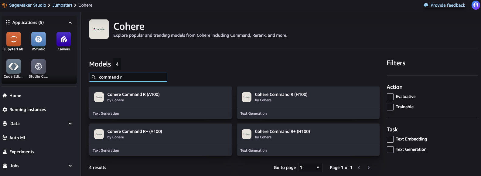 Cohere Command R and R+ are now available in Amazon SageMaker JumpStart