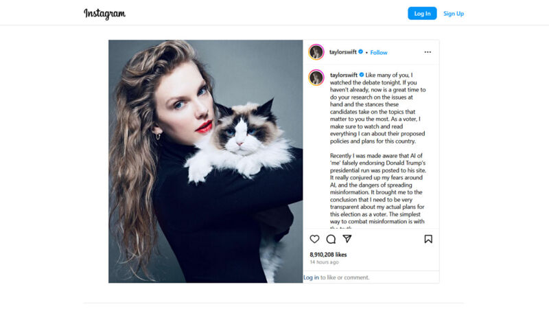 Taylor Swift cites AI deepfakes in endorsement for Kamala Harris