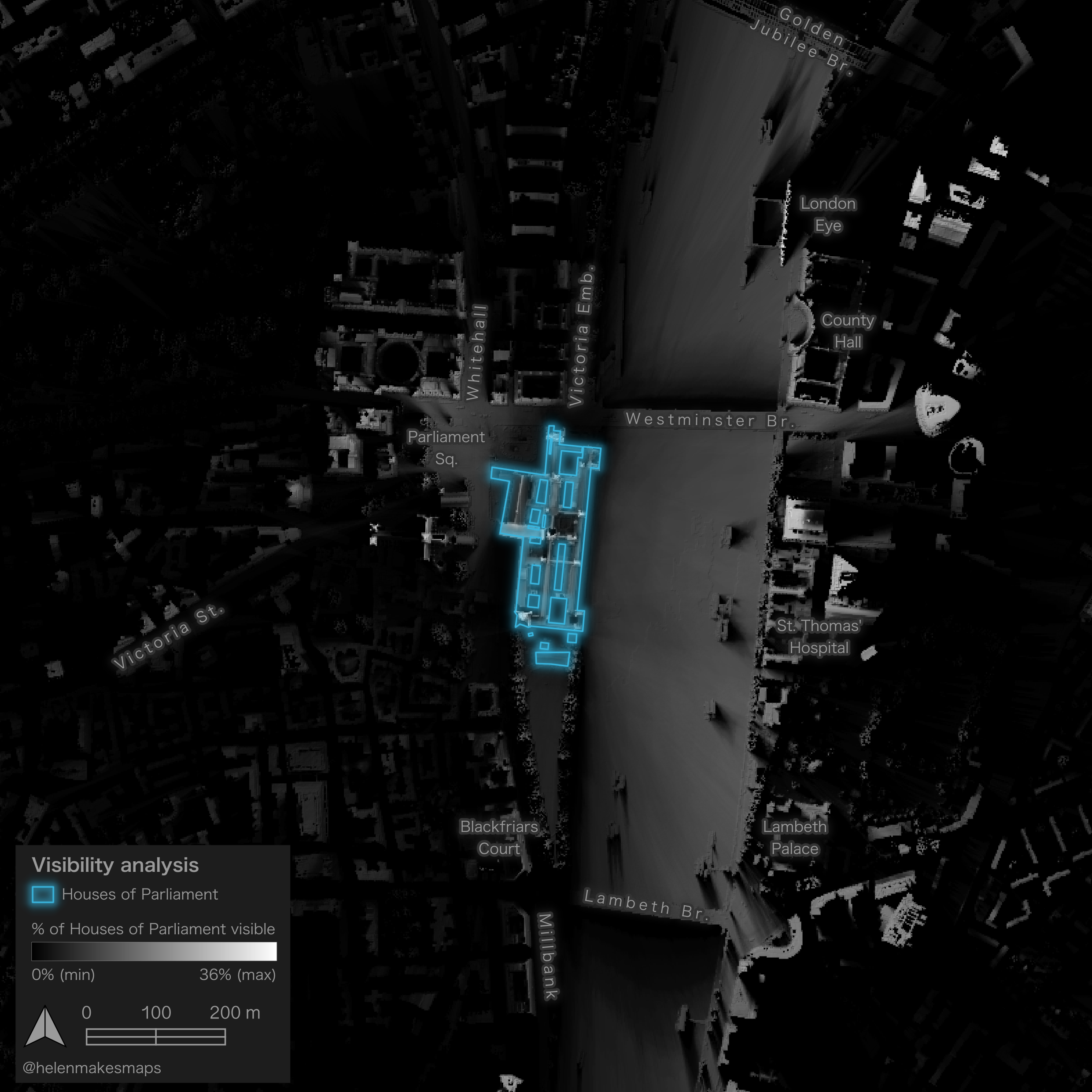 Running visibility analysis in QGIS