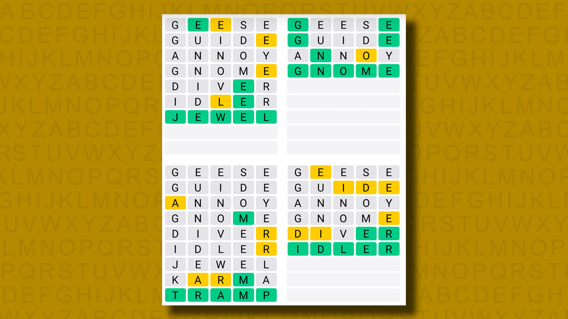 Quordle today – my hints and answers for Thursday, December 19 (game #1060)